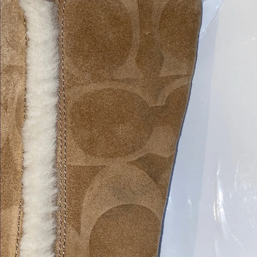 COACH Jordana Suede Shearling Trim Wedge Boots in Tan & Beige in Size 7 - Picture 13 of 15